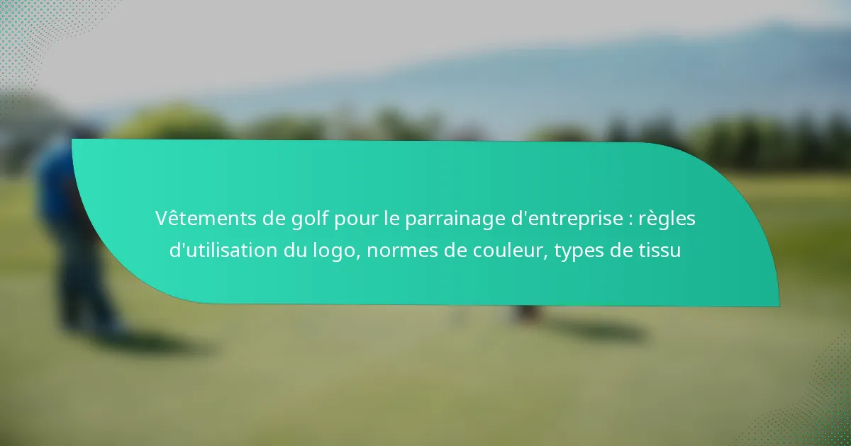Vêtements de golf pour le parrainage d’entreprise : règles d’utilisation du logo, normes de couleur, types de tissu