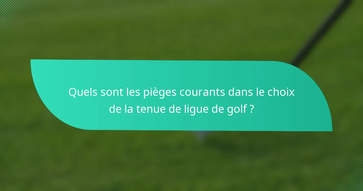 Quels sont les pièges courants dans le choix de la tenue de ligue de golf ?